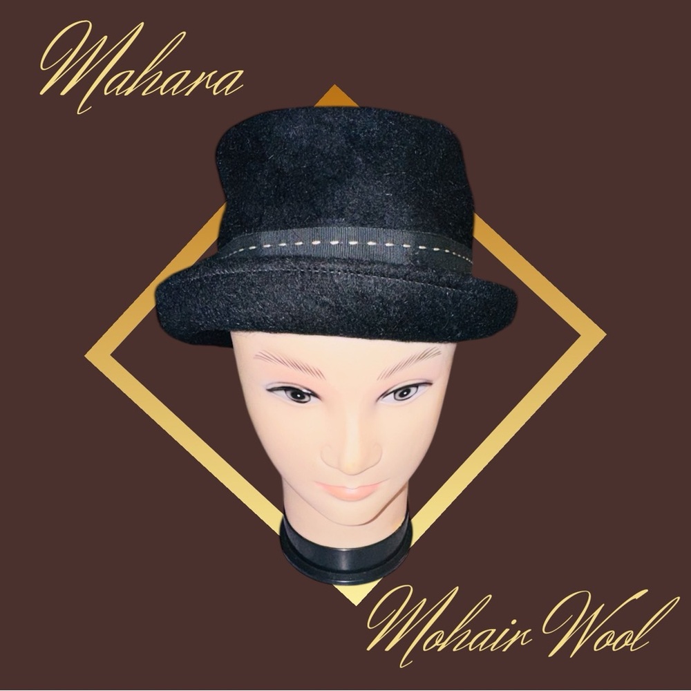 Vintage Hat MAHARA Mohair Black Hat Union Tag Church Lady Hat